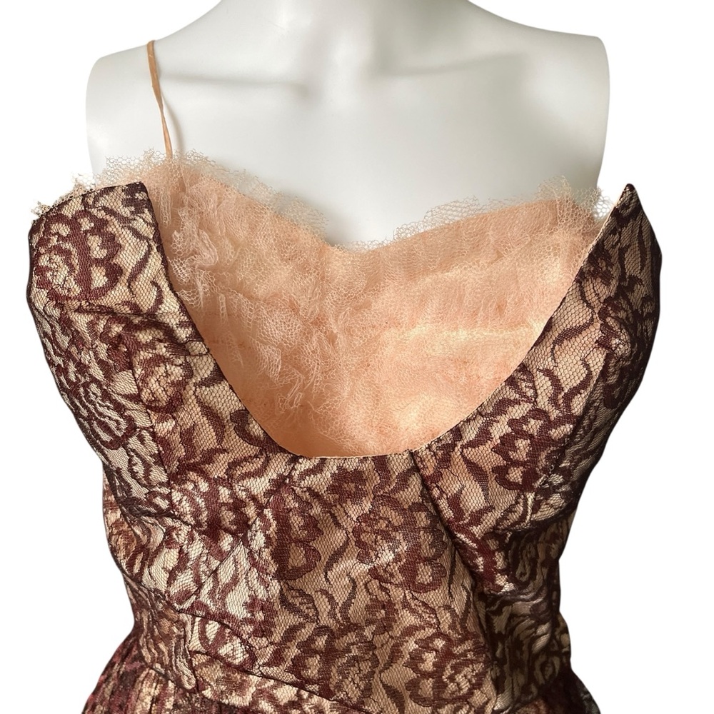 Vintage 50s Floral Lace Dress Fit & Flare Pin Up Prom Party Tea Dress Cupcake - Picture 5 of 10